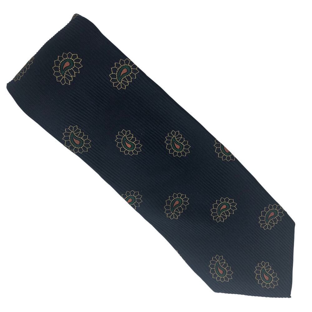 Navy Ribbed Paisley Tie - Picture 2 of 5